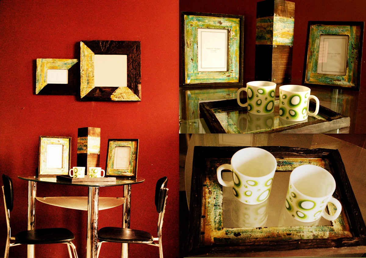 jodhpur Coffee antique Distressed mirror table photo frames driftwood