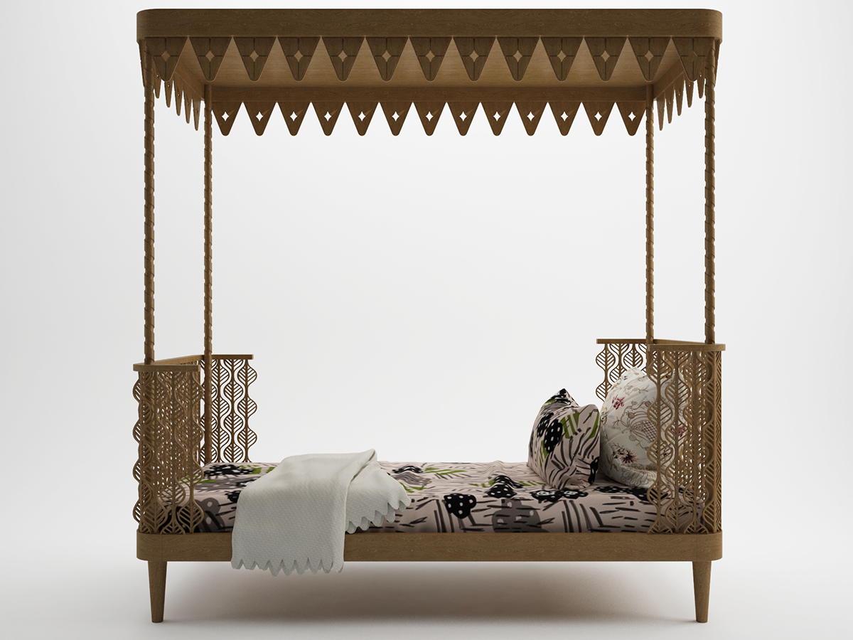 Fajno fajnodesign  design bed marquee wood red cute bird strawberry Interior product