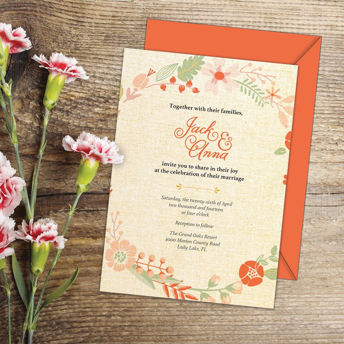 wedding floral vintage whimsical Love Flowers couple engagement save the date Invitation Ps25Under25
