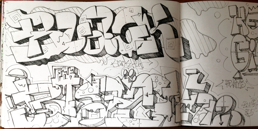 Graffiti Blackbook black koolhead bda wbk fnk sketches art