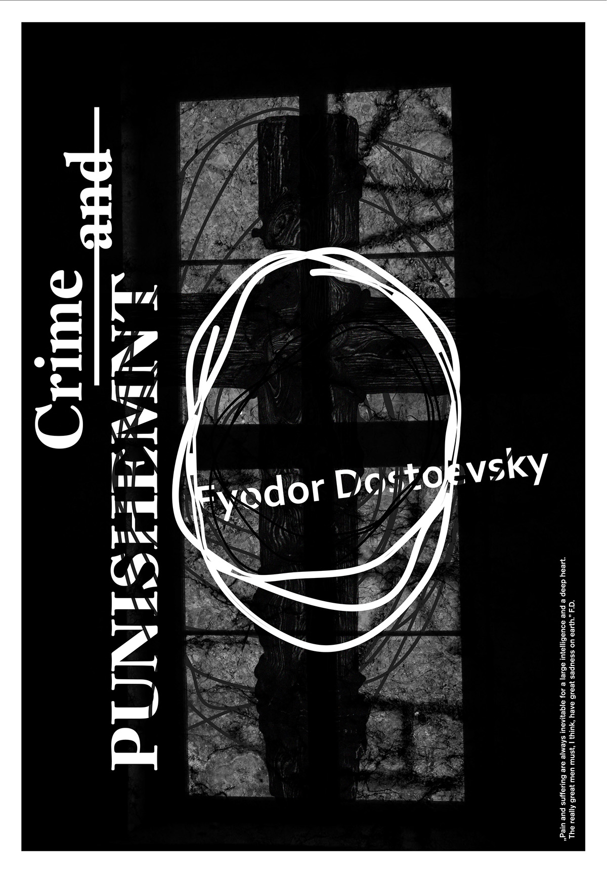 poster Dostoevsky black White novel crime punishment Strelka