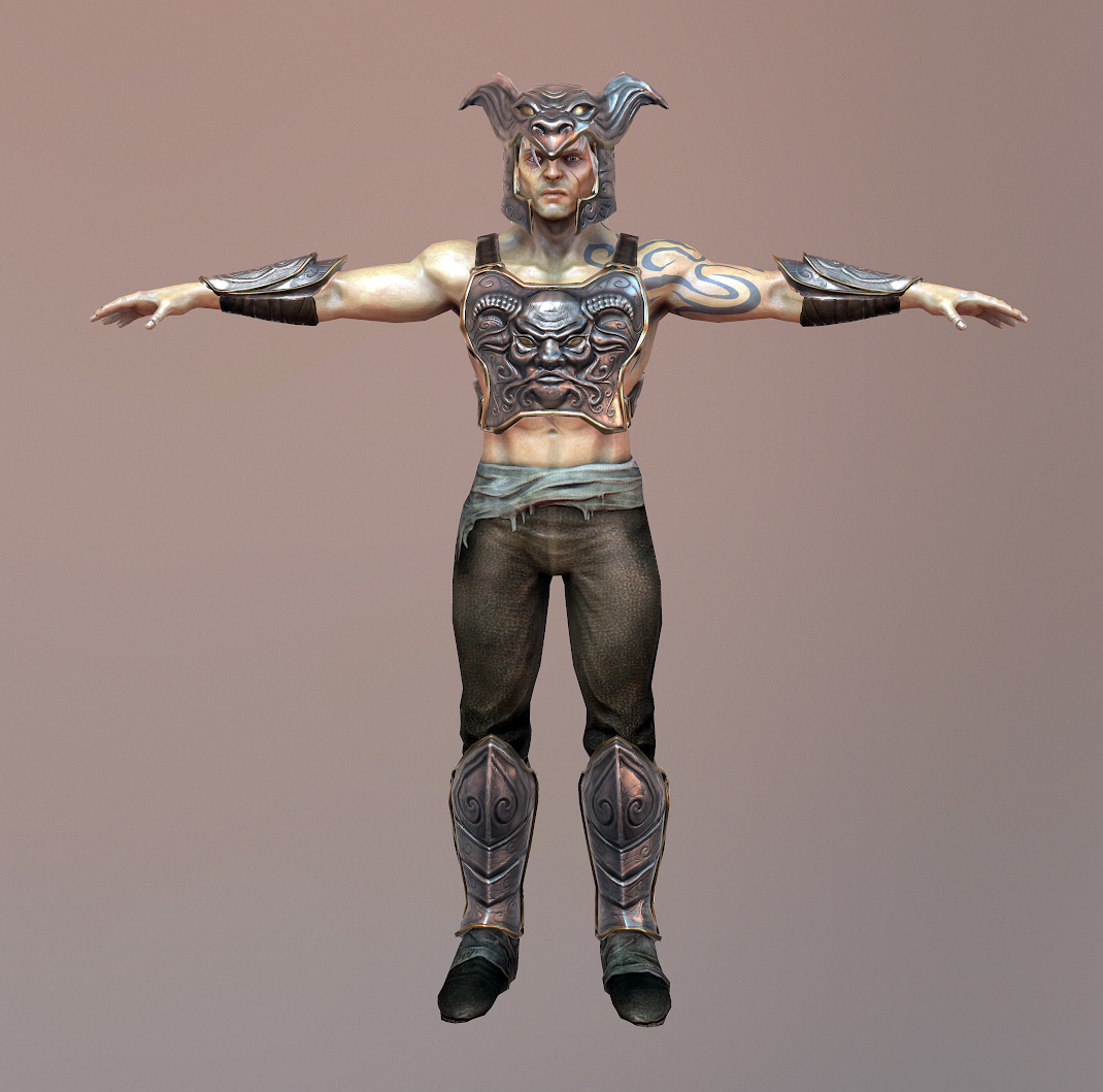 Character Armor toolbag 3dsmax fantasy elf Barbarian real time game Render unity