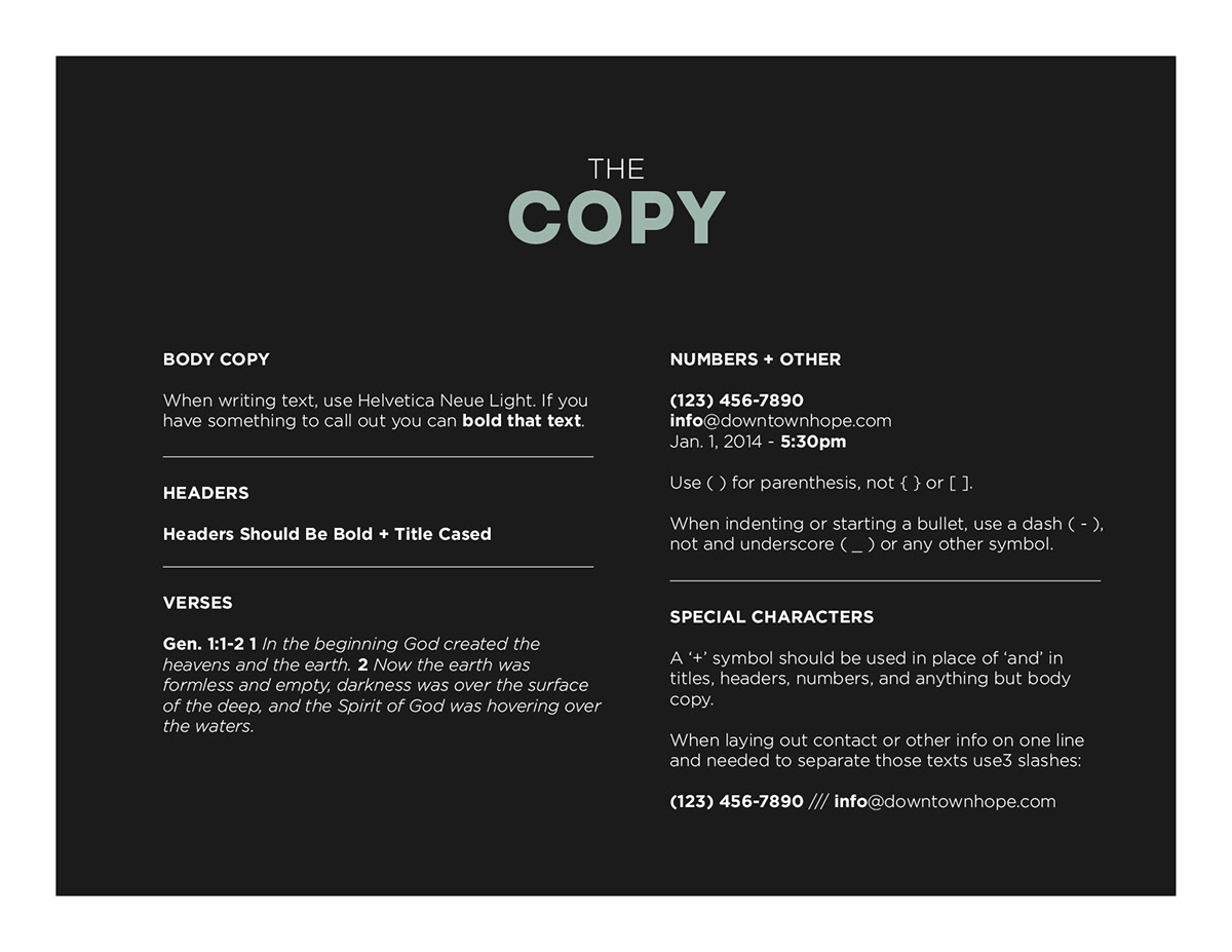 Downtown Hope church branding guidelines