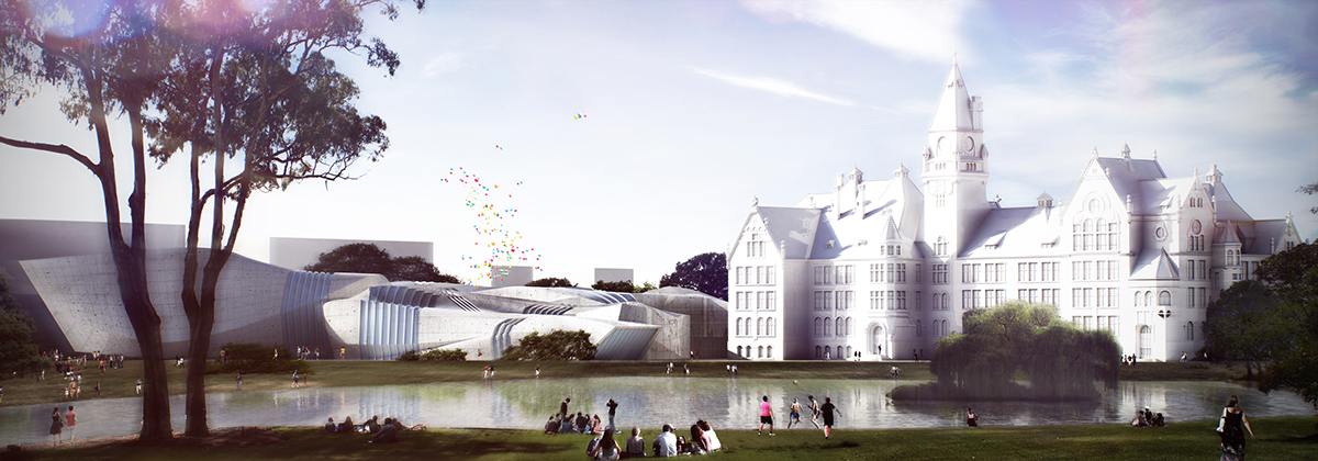 diploma masters march parametric parametric design concrete Elevation school of architecture wrocław wroclaw faculty of architecture visualisation rendering Render design