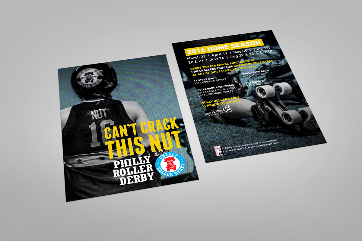 Roller Derby philly roller derby sports Stationery branding  Advertising Campaign Advertising  Poster Design Banner Ad print design 