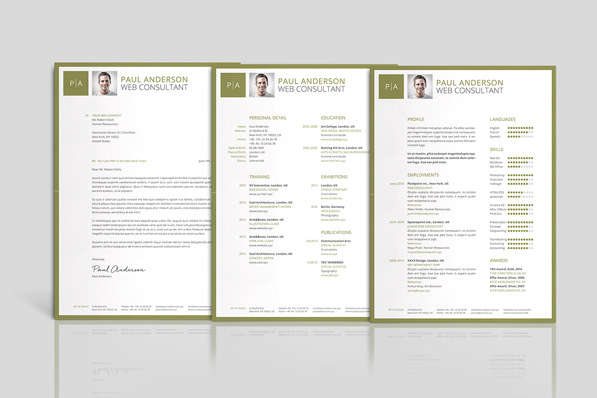 Resume clean a4 template word photoshop InDesign psd docx indd idml application CV curriculum graphicriver
