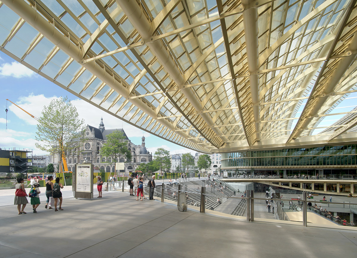 architecture Paris forum les halles modern gold roof Shopping mall