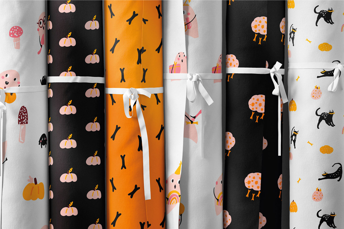 Halloween pattern pattern design  seamless greeting card Halloween party Ghosts spooky surface design Halloween Design