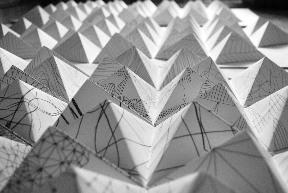 ink papersculpture graphicdesign paperart graphism shapes lights Drawing  origami  conceptualart