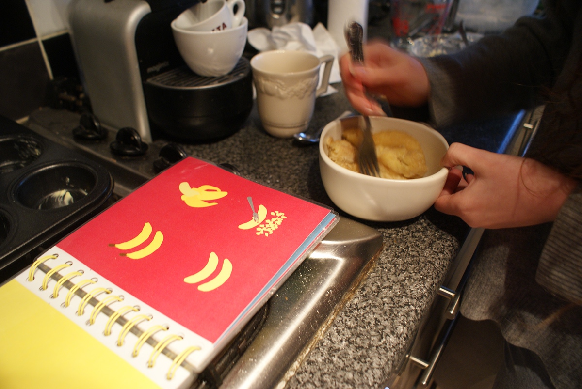 book children recipe banana muffins editorial design graphics pictogram symbol signs
