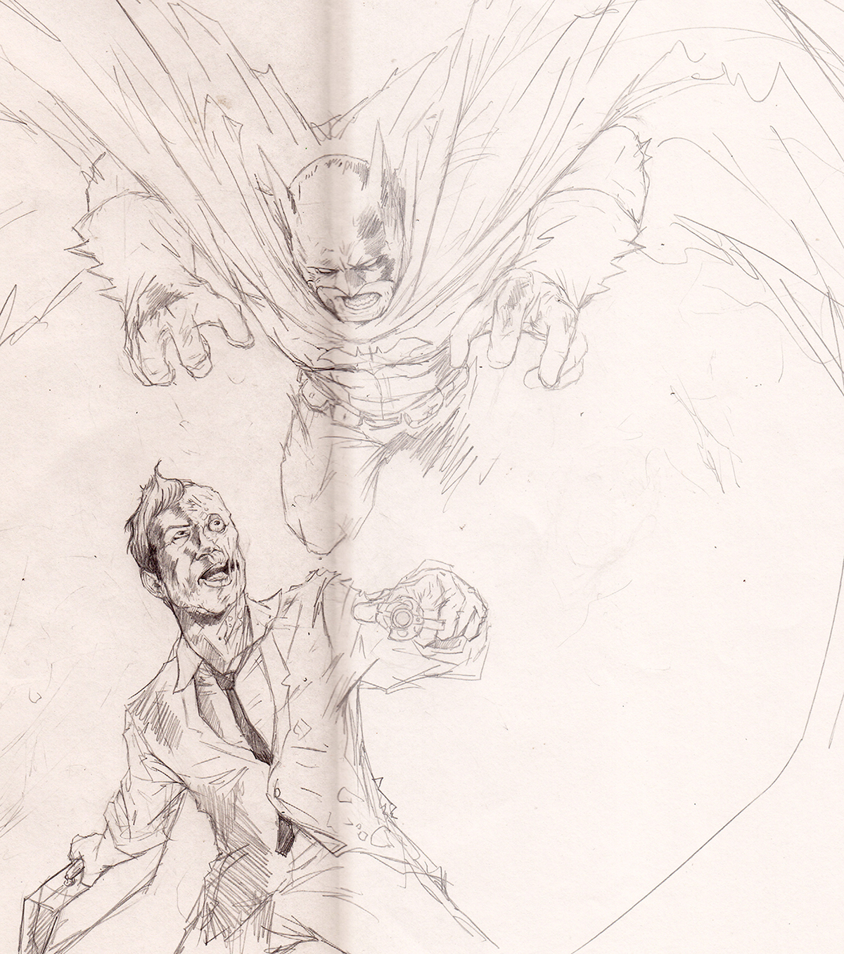 batman bat Bruce Wayne harvey dent two face dc comic ink cover