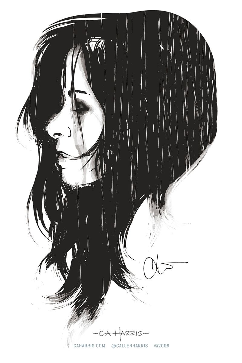 Illustrator portrait vector ink black and white Realism