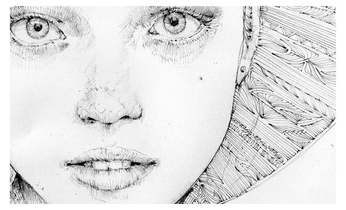Nastya Balyasnikova graphite portrait graphite drawing fashion illustration