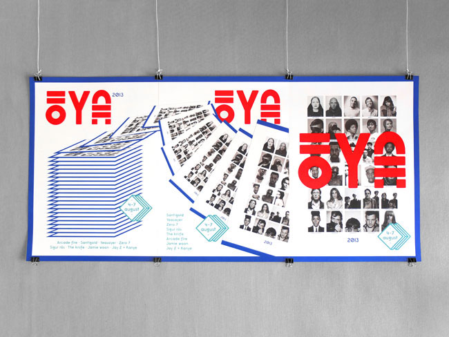 festival oya øya identity frame optical illusion yearbook layers black and white logo visual profile red and blue turquoise