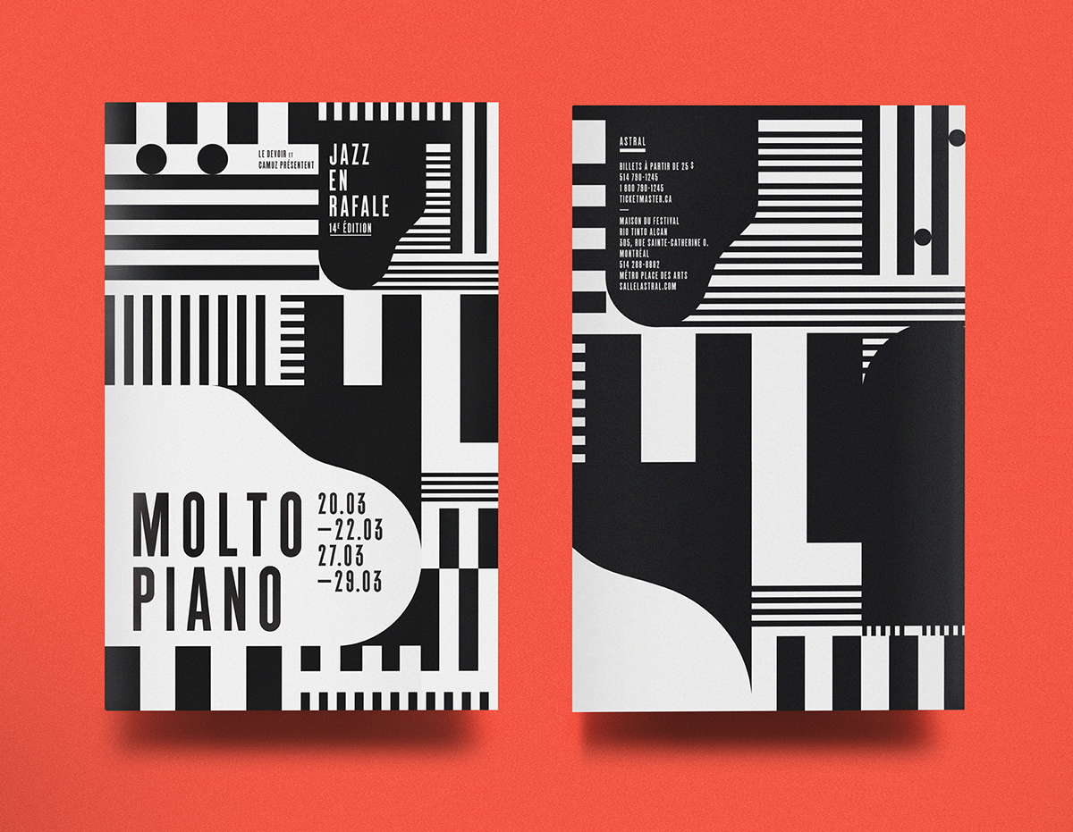 print black white abstract jazz poster brochure Piano minimal geometric Playful modern condensed festival simplistic Pianist