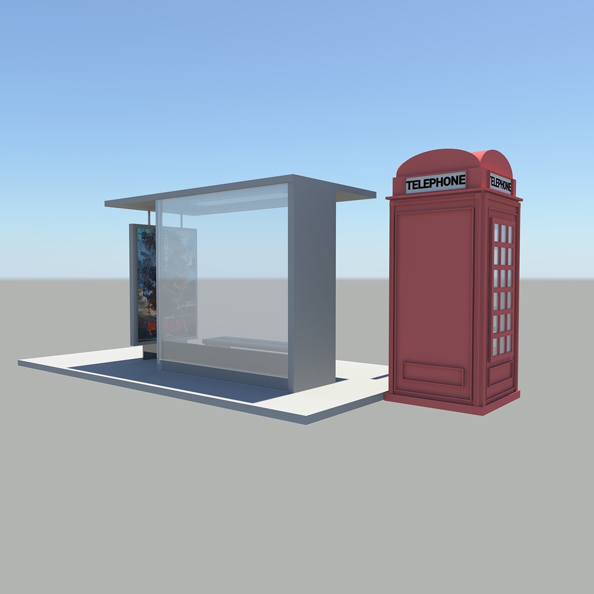 London telephone bus stop