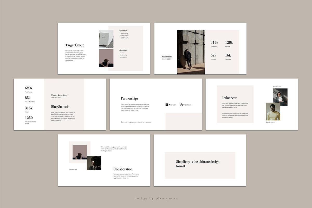 Brand Guidlines ebook Fashion  Keynote marketing   Media Kit minimalist Powerpoint presentation template