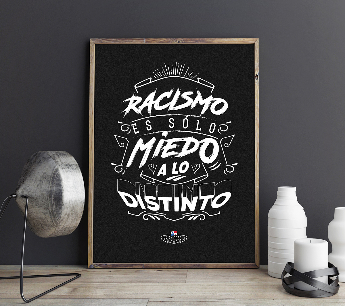 world type art poster Style panama black White Quotes racism