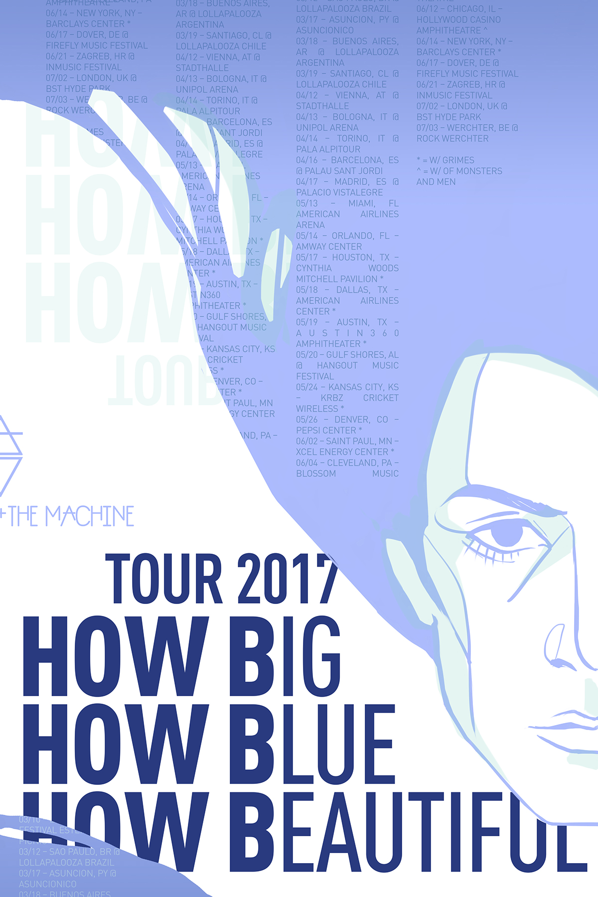 poster ILLUSTRATION  music Florence fatm hbhbhb diptych blue adobeawards