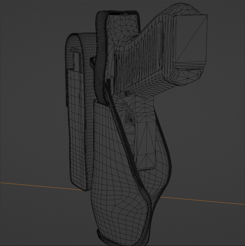 art Gun realistic blender 3D Blender modeling texturing Render cycles Holster