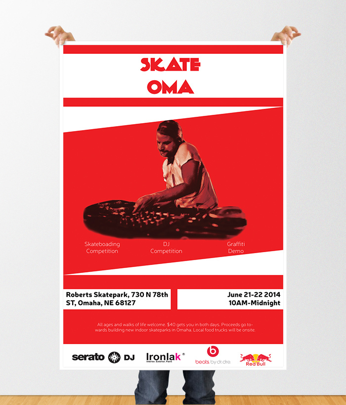 skate OMA Nebraska poster red series posters