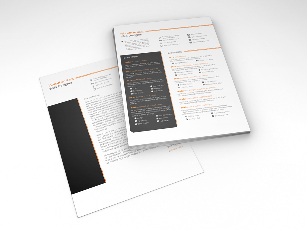 CV Resume cover letter template InDesign clean modern elegant idml
