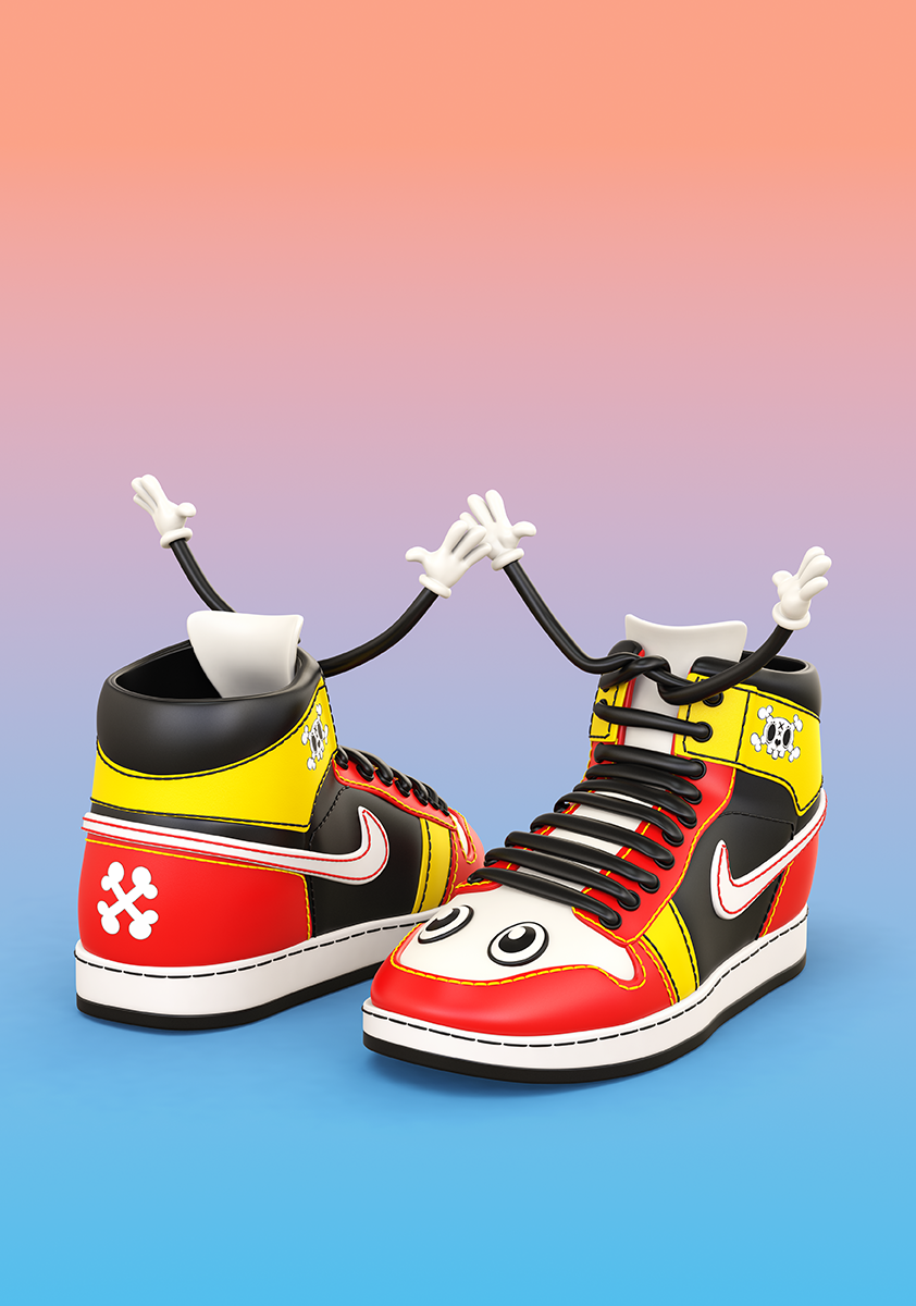 3D airforceone airjordan Cartoons characterdesign Nike popartoons skulltoons sneakers theodoru