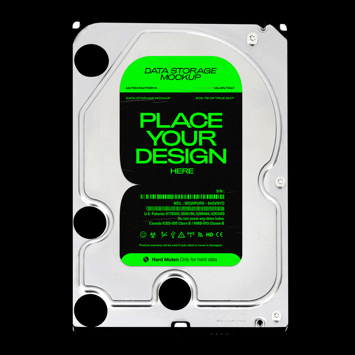 black Data design hard disk logo Mockup resources storage texture visual