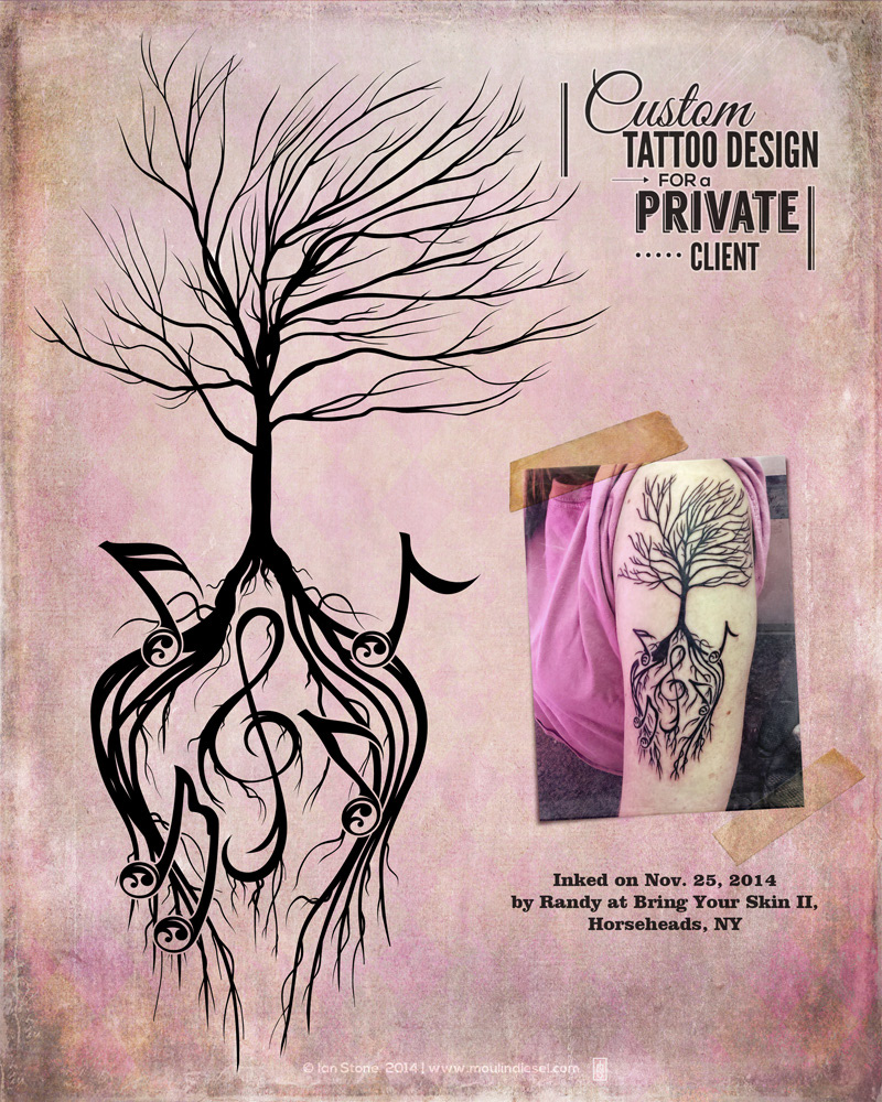 tattoo ink Tree  musical icon  treble clef Symbology Totem