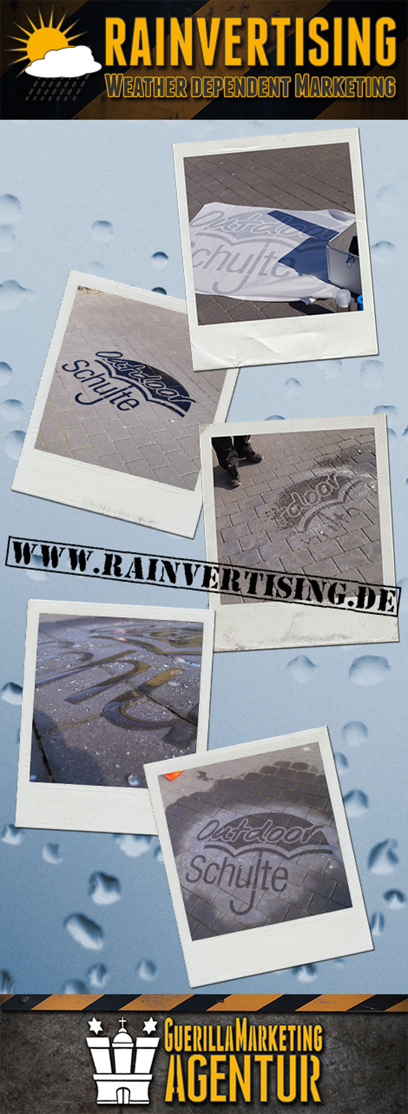 Rainvertising Guerilla Ambient marketing   streetbranding guerillamarketing flyvertising beamvertising Promotion Ambush