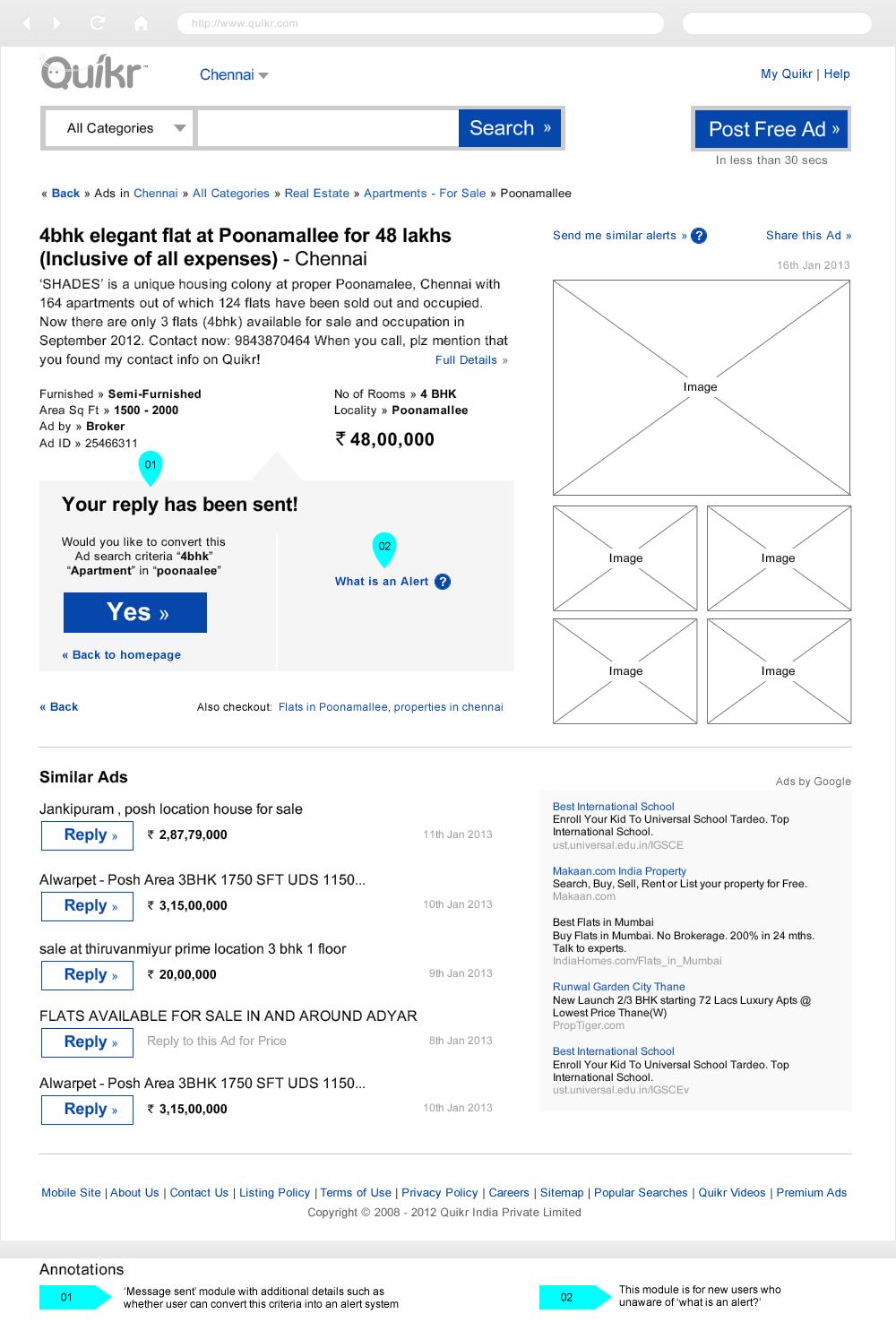 Quikr wireframe