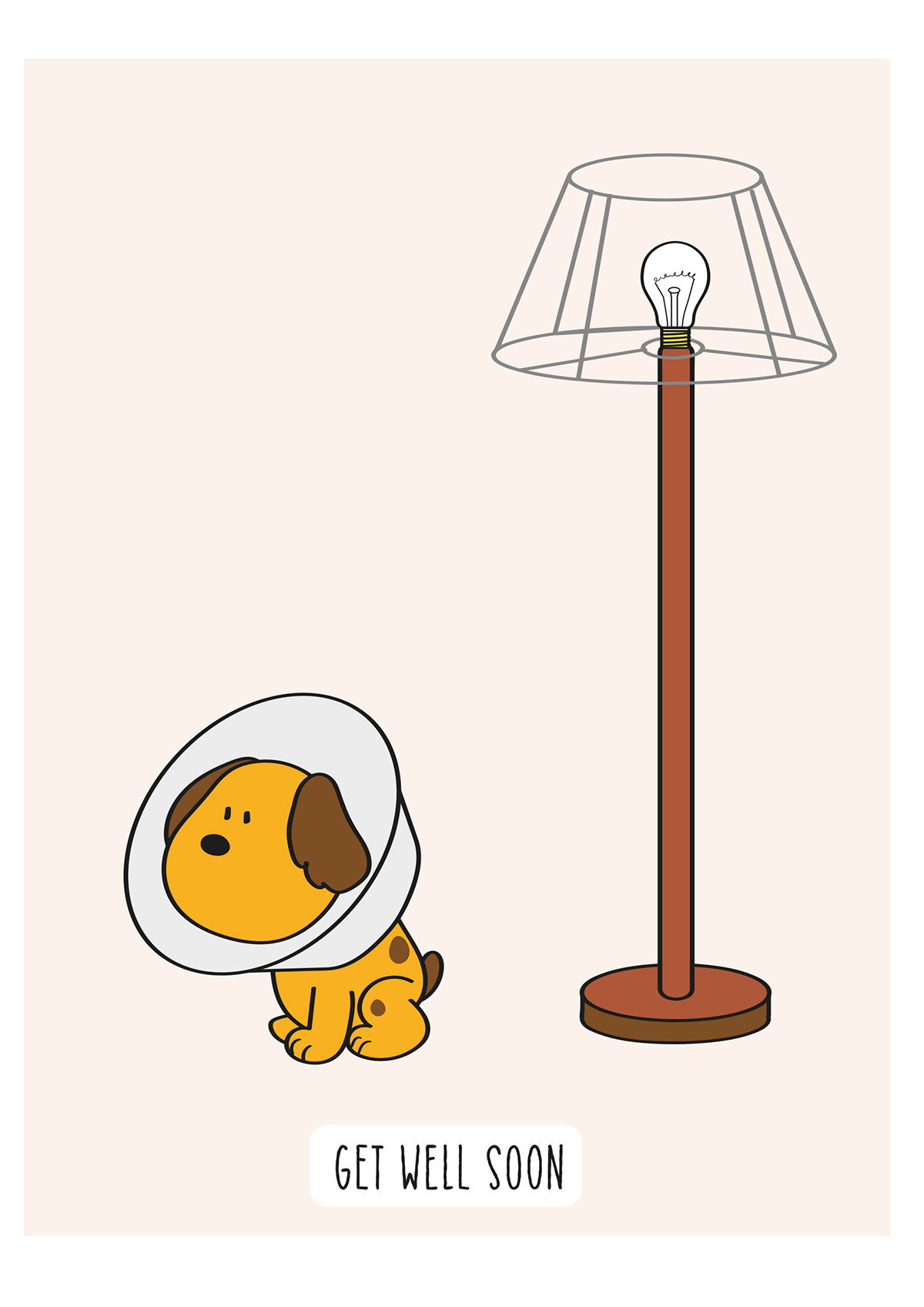 getwellsoon greetings puppy dog humour cartoon Lamp