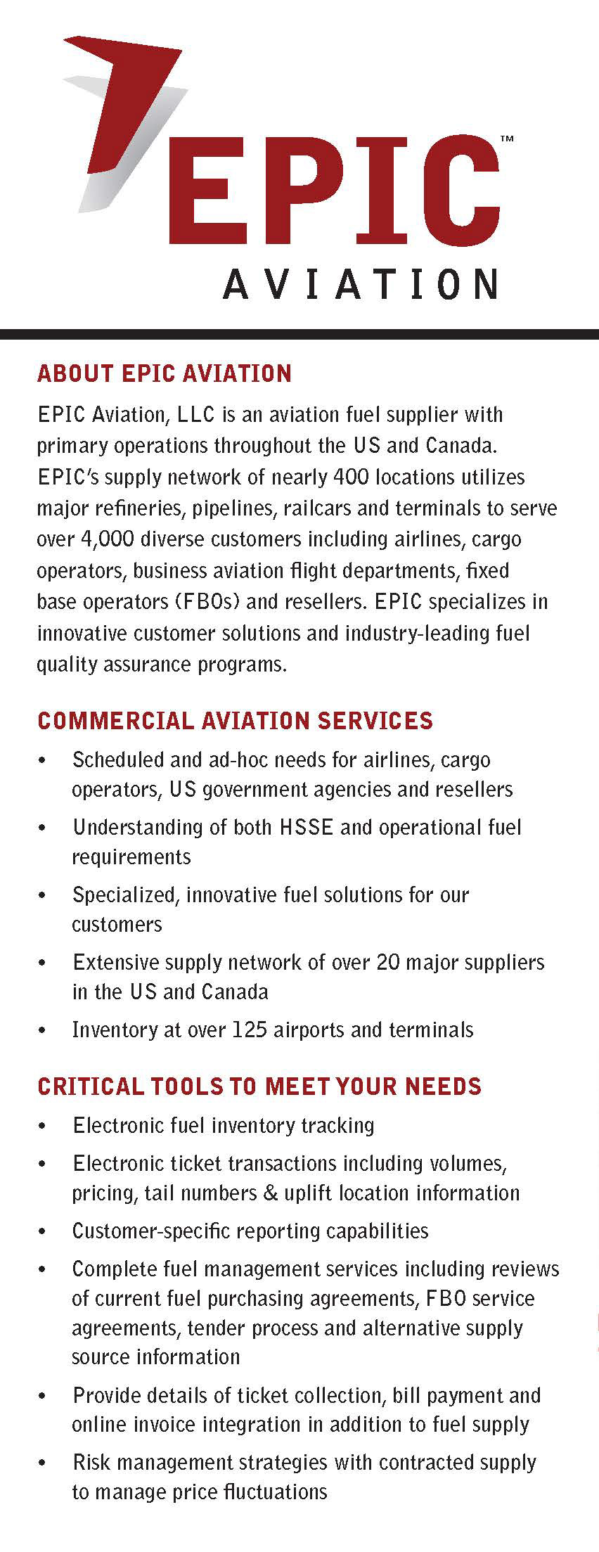 EPIC Aviation flier
