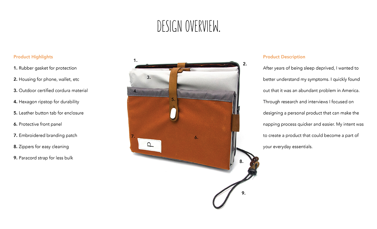 Adobe Portfolio design bag design DOZ industrial design  product design  sleep Nap Fashion