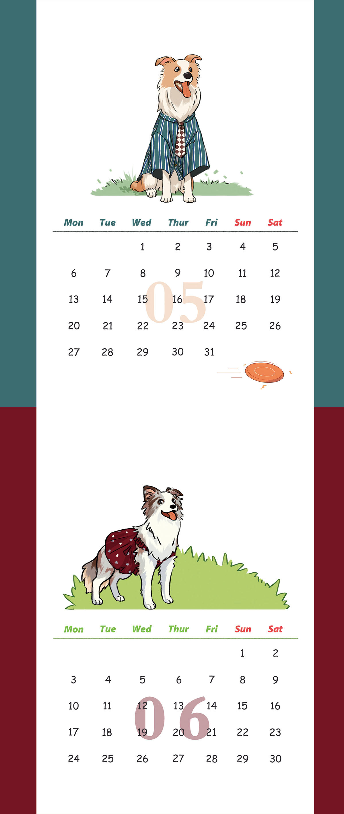 Drawing  cartoon ILLUSTRATION  dog animal cute 日历 calendar print Pet