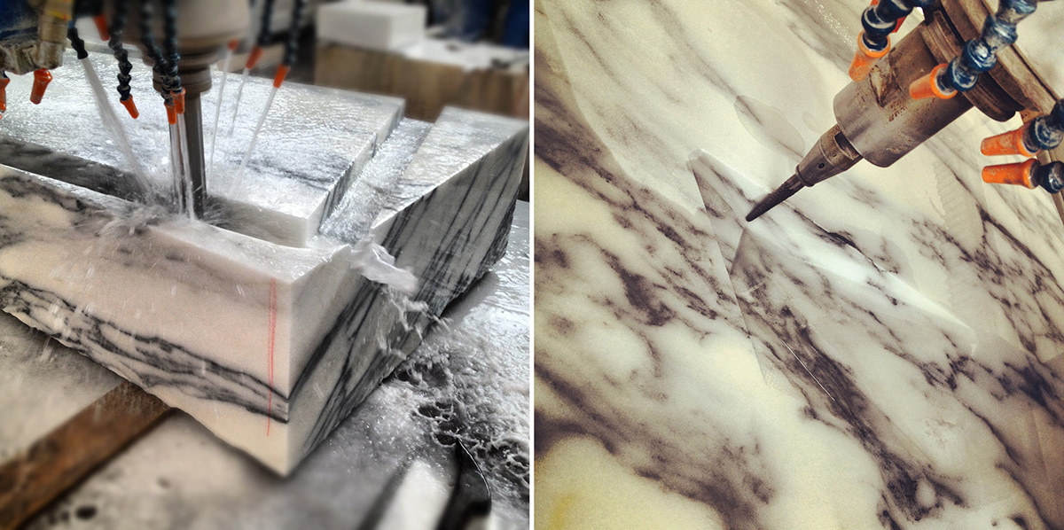 Marble quarry arabescato corchia Barsi Marmi nathaschia pagni table design deconstruction
