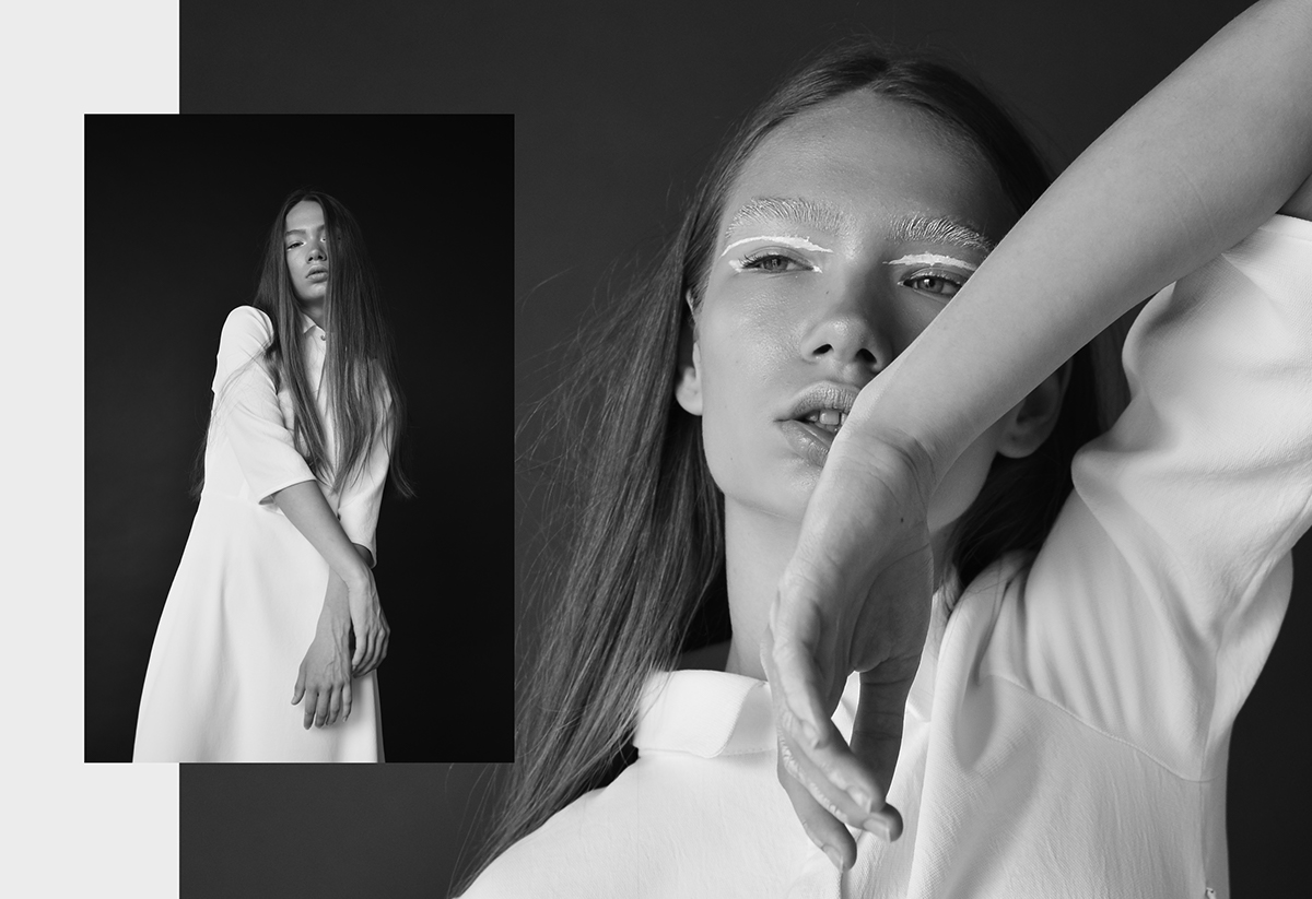 test model shoot paint Make Up dust White black editorial Young