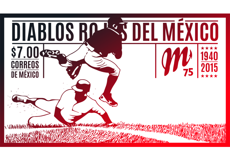 baseball coin 75th Anniversary Diablos Rojos Design stamp oaxaca francisco toledo sketch latte co