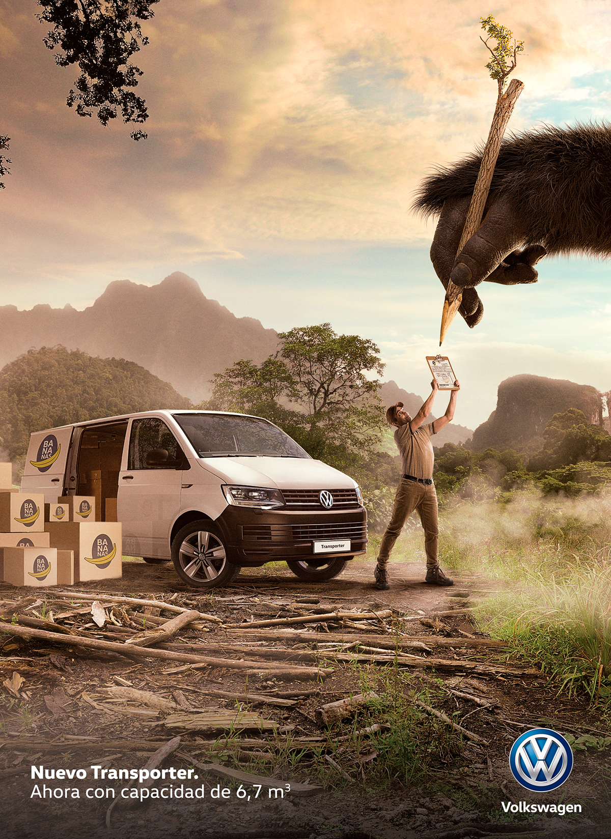 volkswagen King Kong transporter vehículo comercial vehículo de carga Autos retoque publicidad chile VW