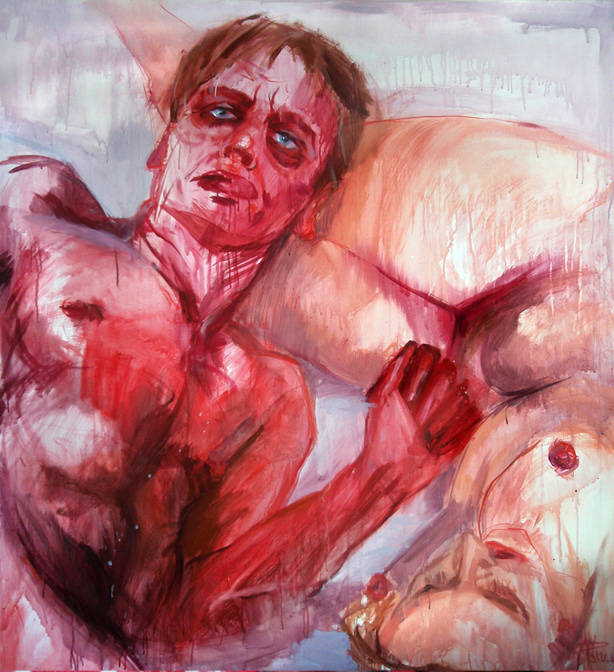 nude human expressive pink color portraits