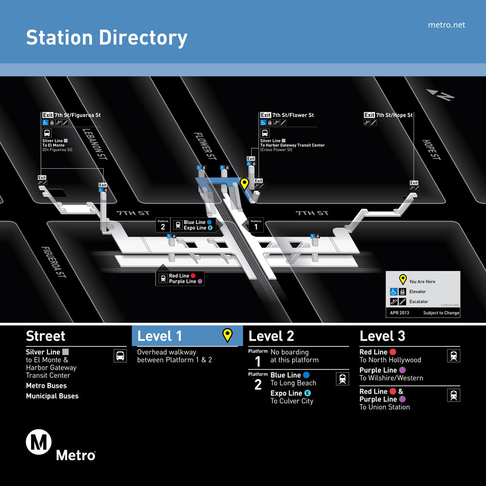 Signage wayfinding metro Public Transit map directory Los Angeles