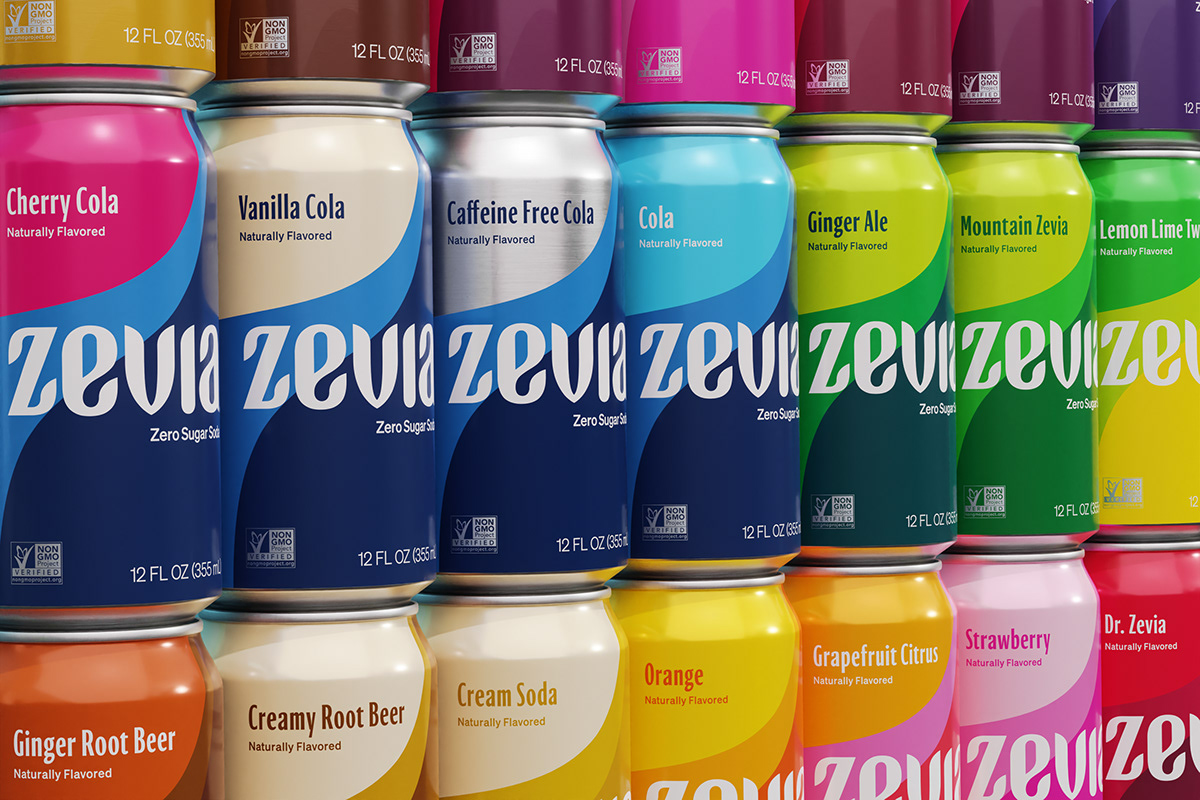 Packaging soda beverage brand identity packaging design Brand Design typography   identity soft drink zevia