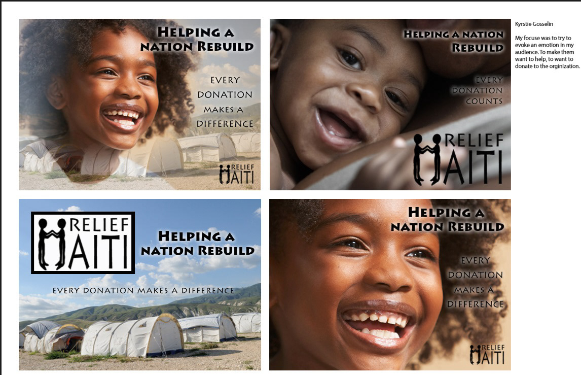 campaign Illustrator Haiti posters mailouts webpage logo