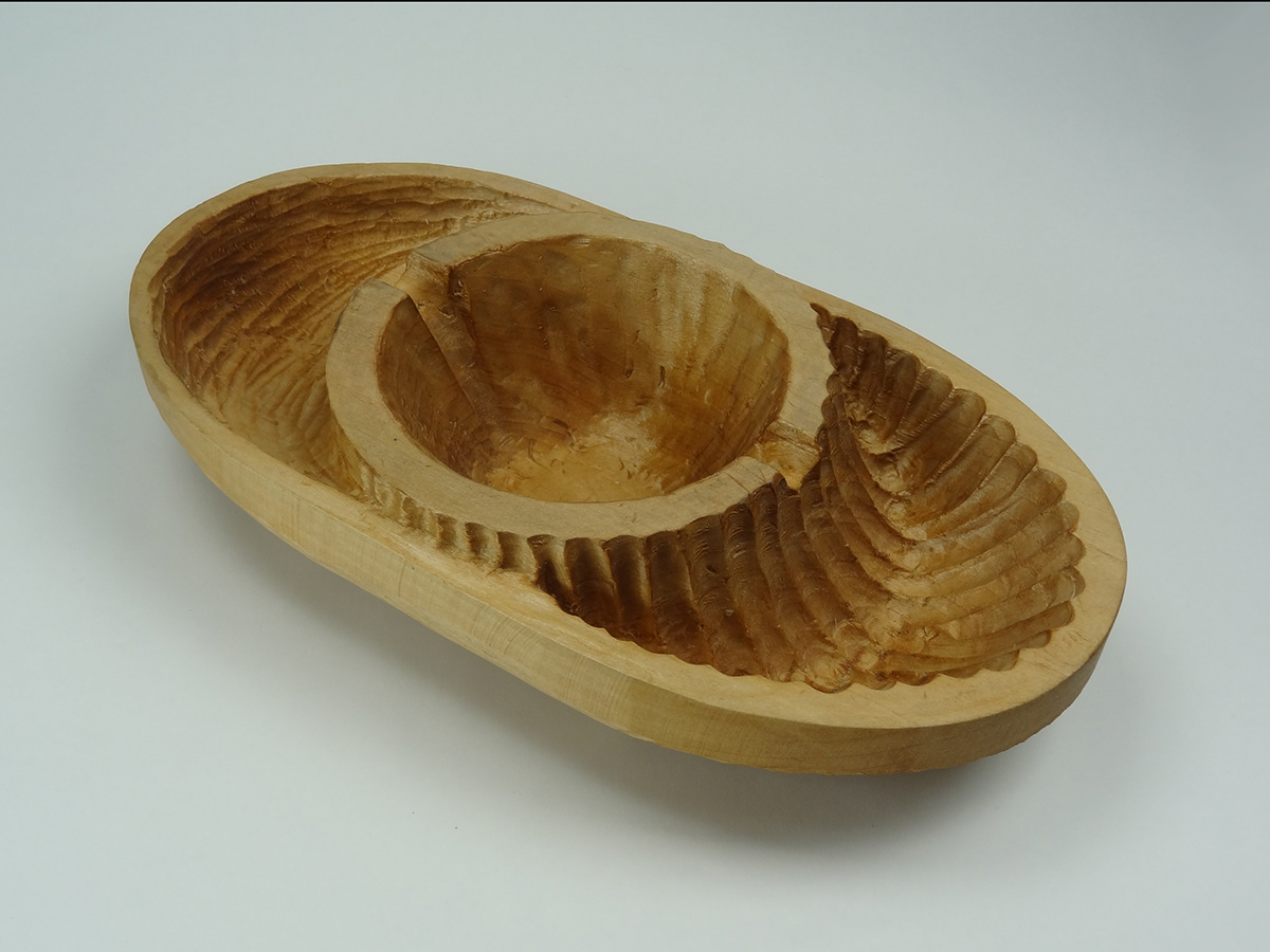 carved wooden cereal bowl