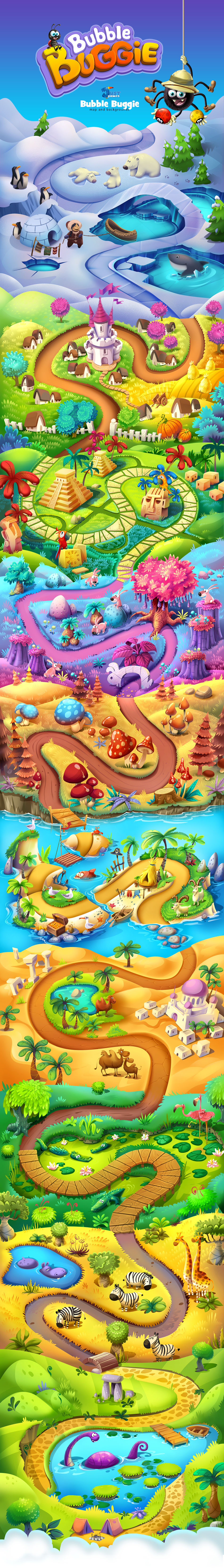 Bubble buggie bubble Shooter game map background cute spider mobile