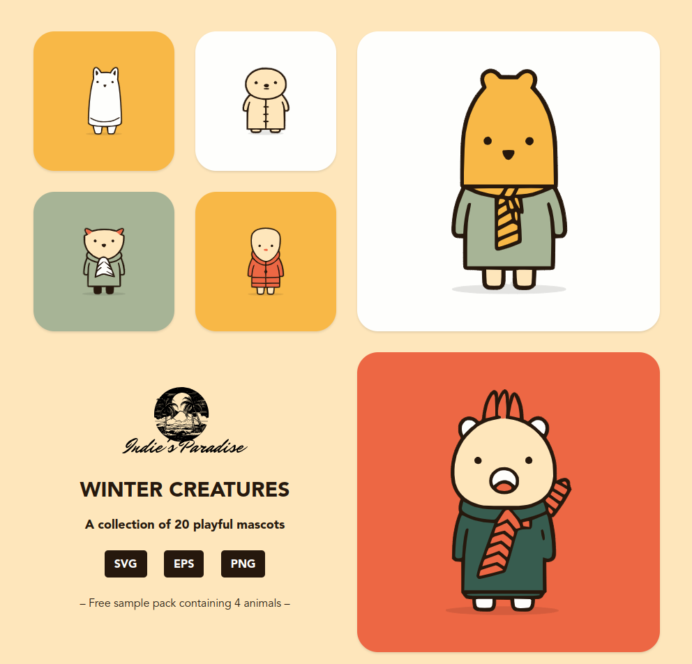 winter creatures icons icon set vector digital illustration animals cute animals cute illustration cartoon