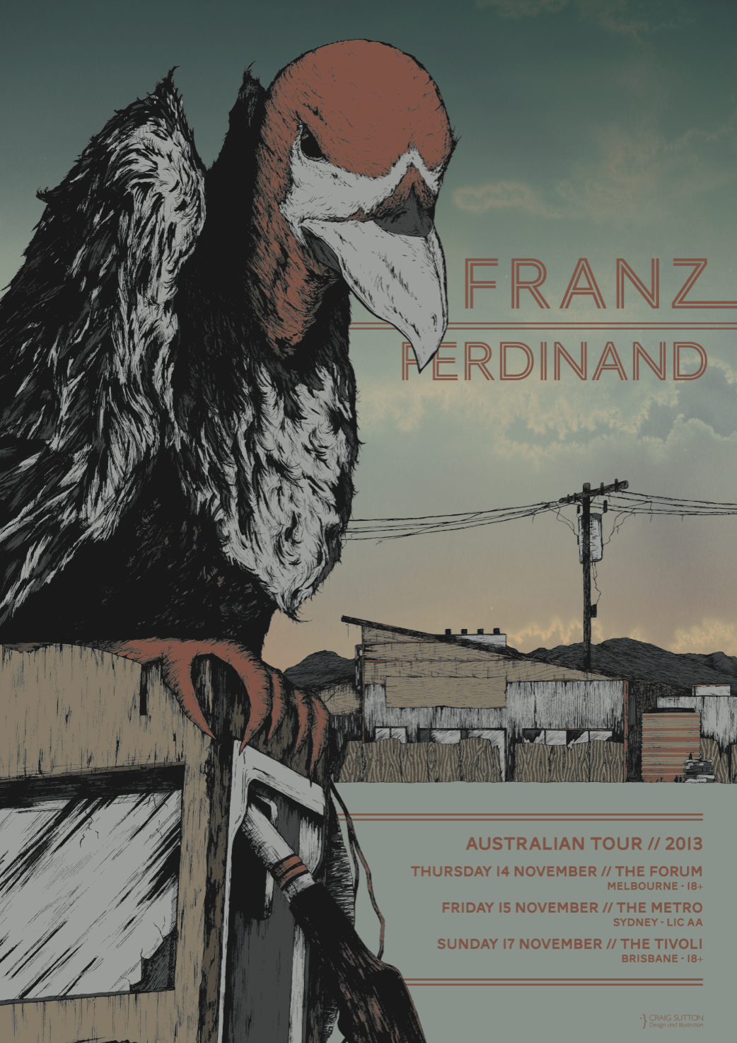 franz ferdinand gig poster band poster Tour Poster poster print design type lettering animal Landscape madethis girl #madethis  #girl