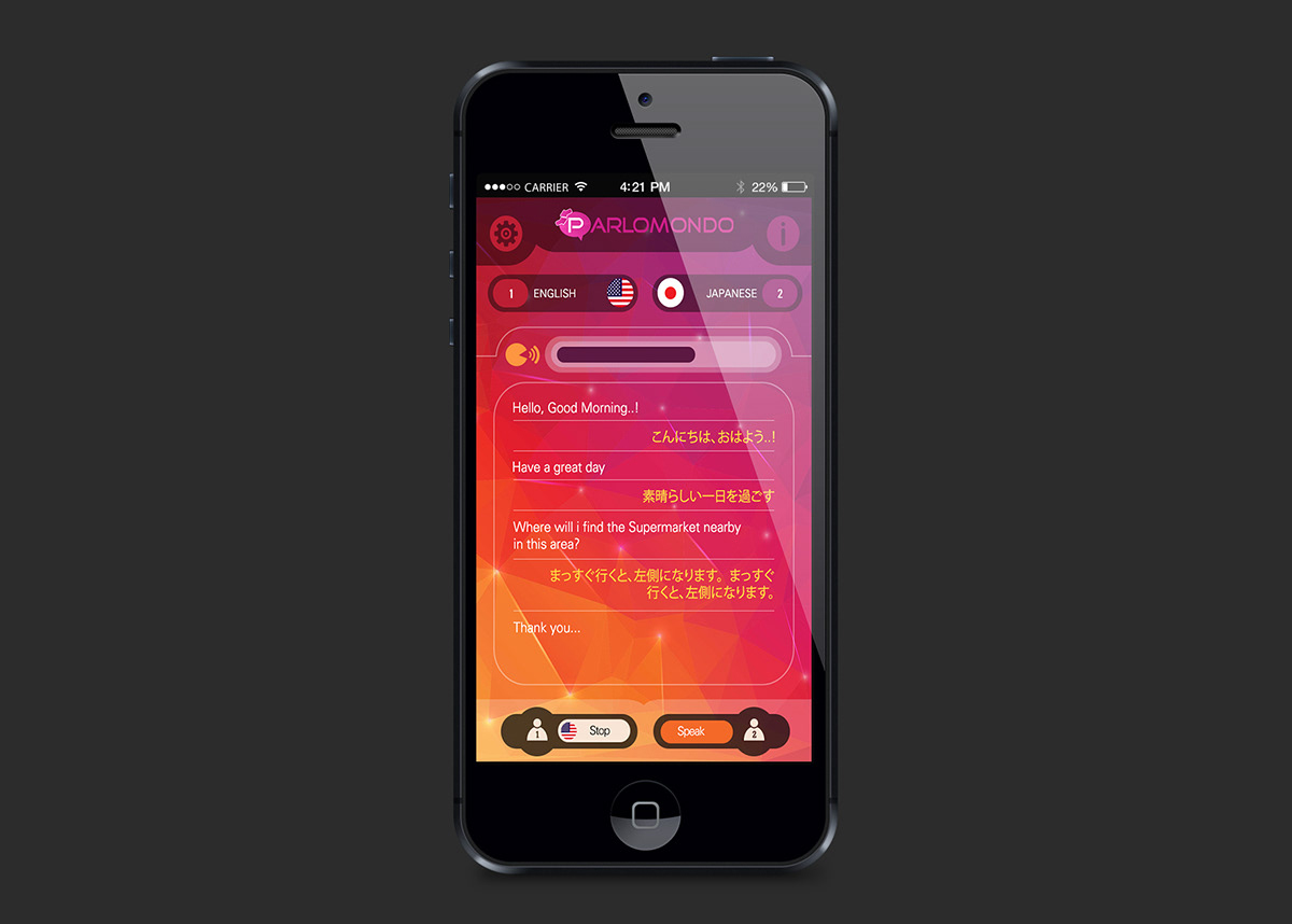 Parlomondo language app app design mobile ios