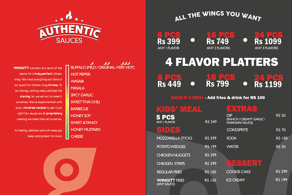 Chicken wings wings restaurant menu poster karachi