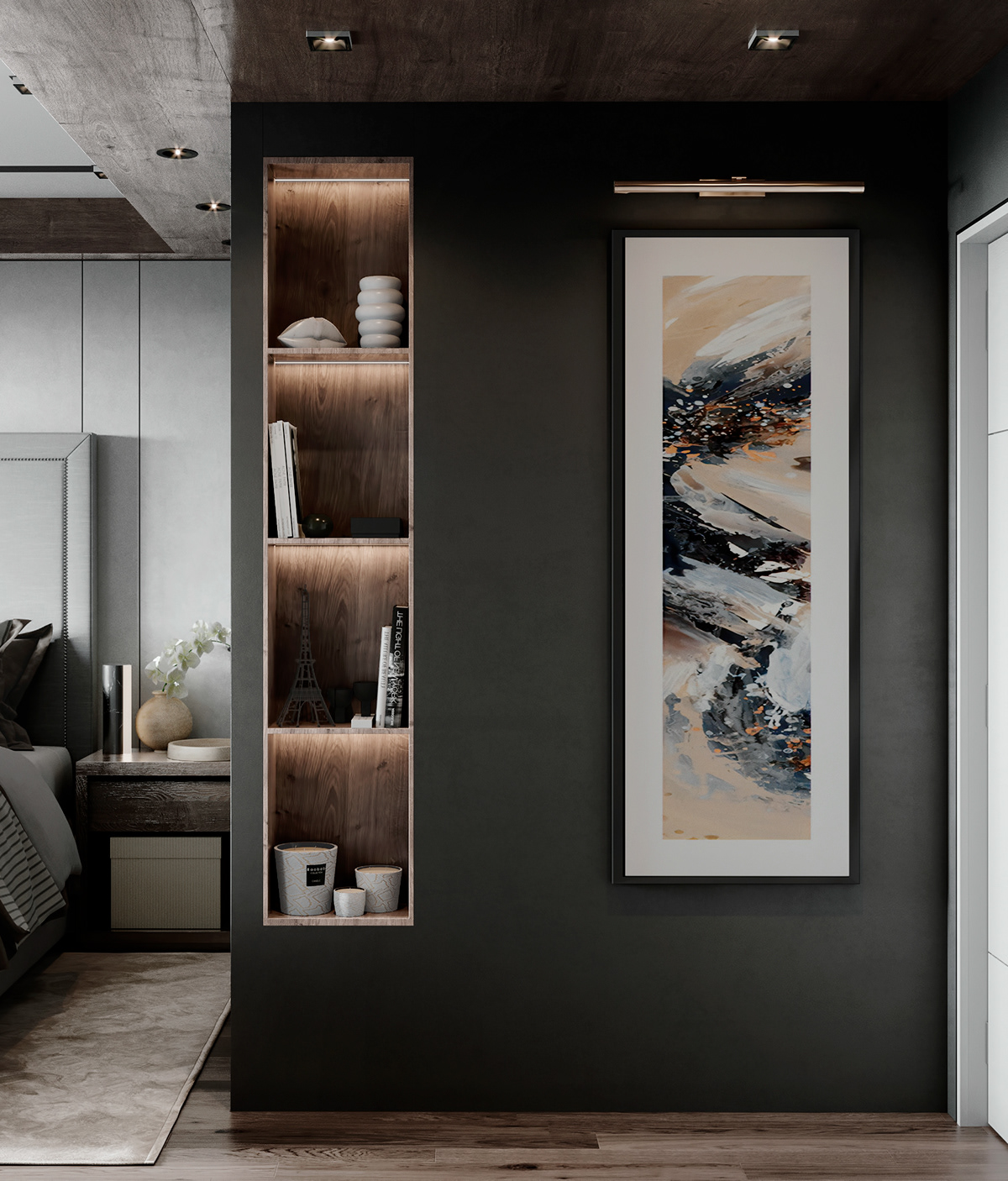 Interior design interior corona 3D photoshop apartment bedroom visualization design Render